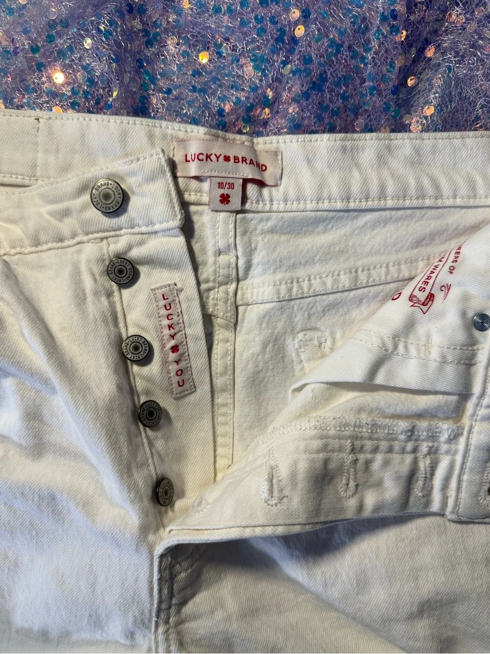 Lucky Brand White Frayed Hem Denim Shorts